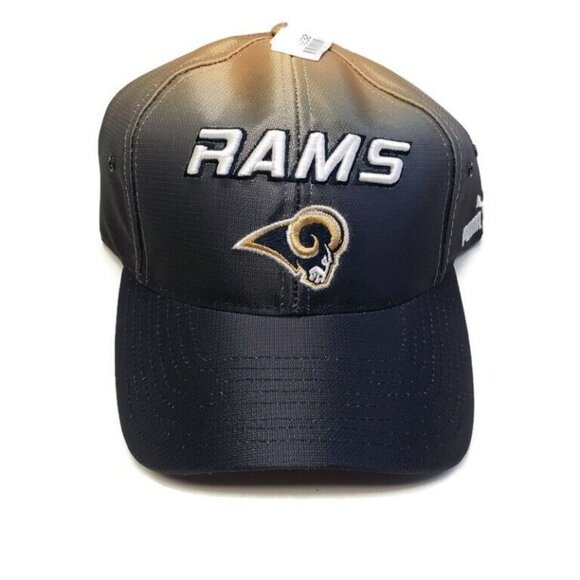 PUMA NFL Los Angeles Rams The Slick Ball Cap Hat Adult Adjustable Blue Gold - Picture 2 of 7